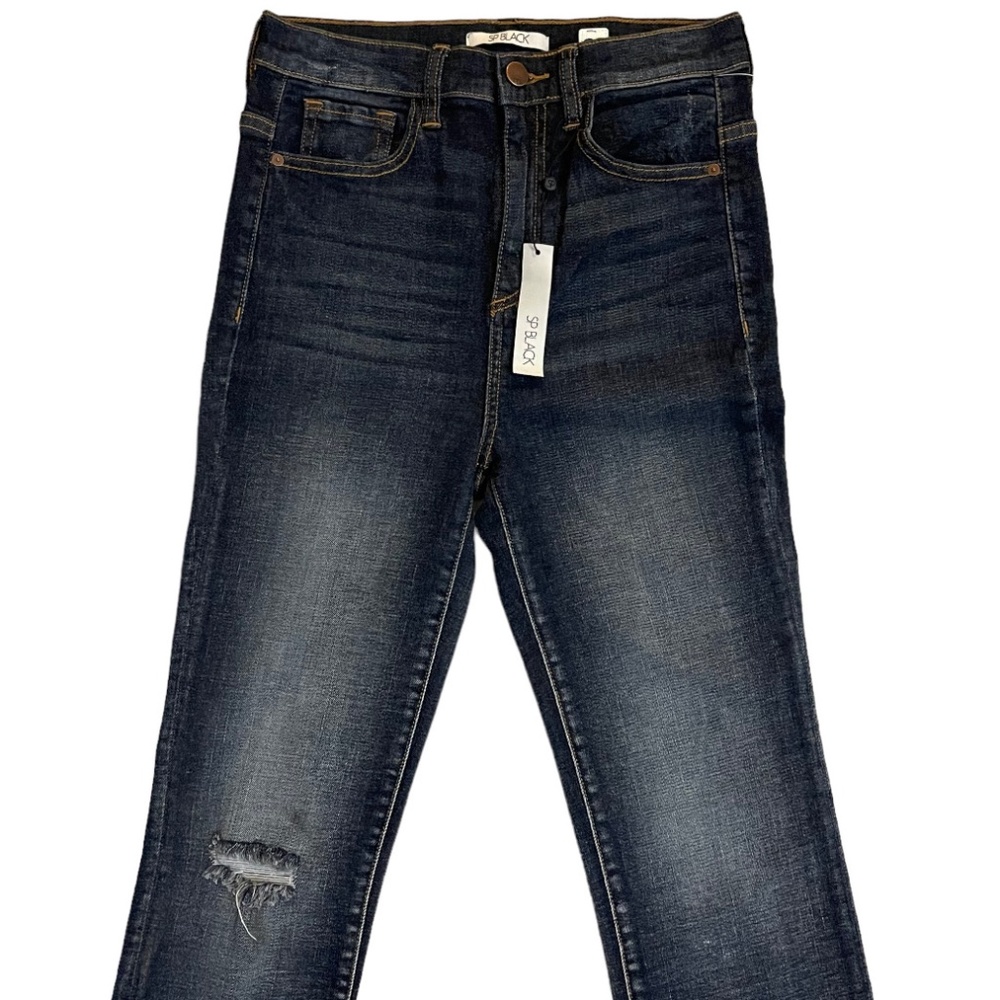 SP Black Label medium dark skinny jean with frayed hem